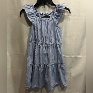 Crewcuts Ruffle Sleeve Sundress Dress Blue and White Stripe Size 10